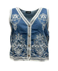 Gilet jeans ricamo