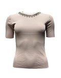 Maglia m/mk scollo strass