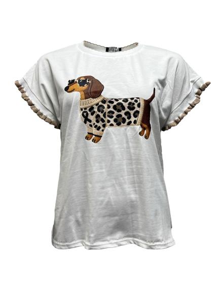 T-shirt cane maculato