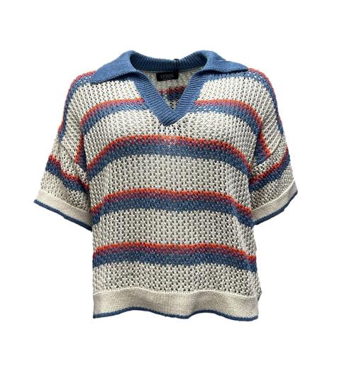 Maglione collo filo righe