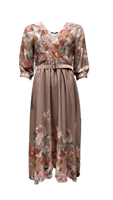 Abito corpetto plisse fiori grandi