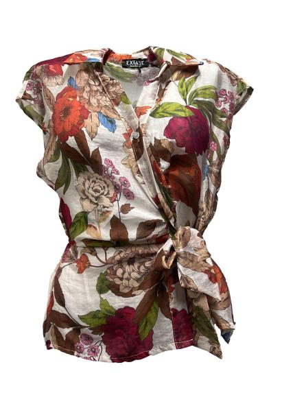 Camicia  fiocco lato fiori