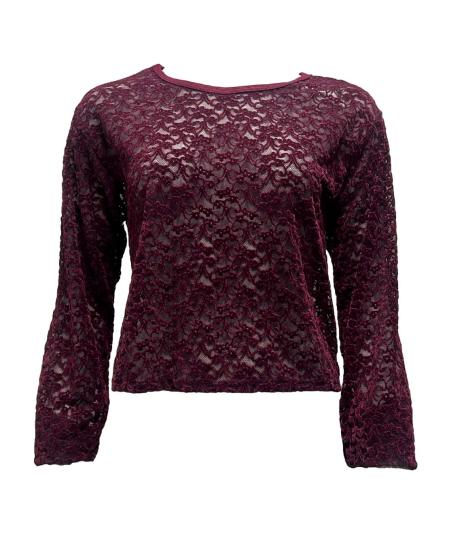 Maglia maniche ampie pizzo-velluto