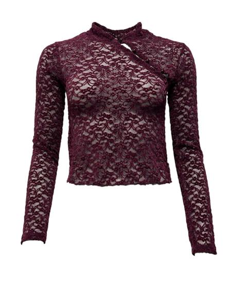 Maglia corta pizzo-velluto