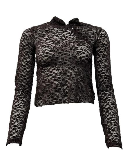 Maglia corta pizzo-velluto