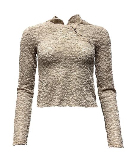 Maglia corta pizzo-velluto