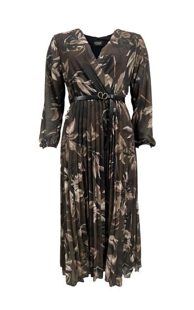 Abito lungo plissè stampa