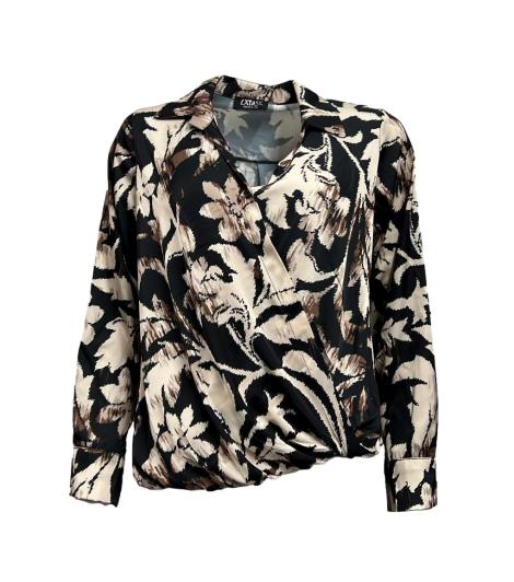 Blusa incrocio bottone fiori