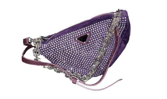 Borsa m/luna camoscio strass