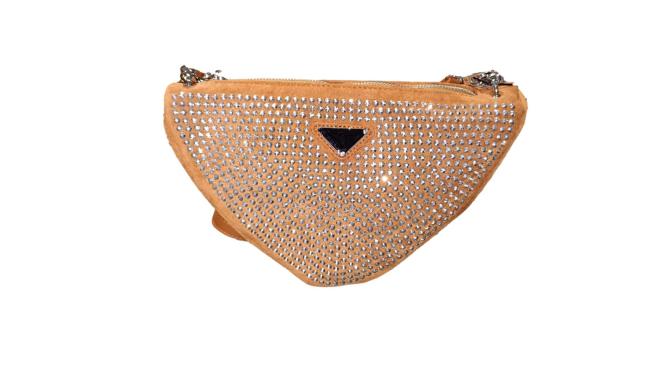 Borsa m/luna camoscio strass