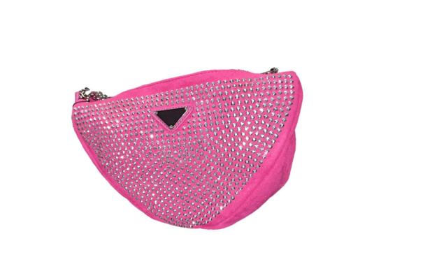 Borsa m/luna camoscio strass