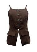 Top pattine gessato riga contrasto